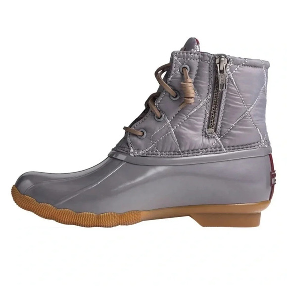 New Sperry Top sider Saltwater STS85830 women's duck boots Nylon Quilt Grey - Picture 3 of 14